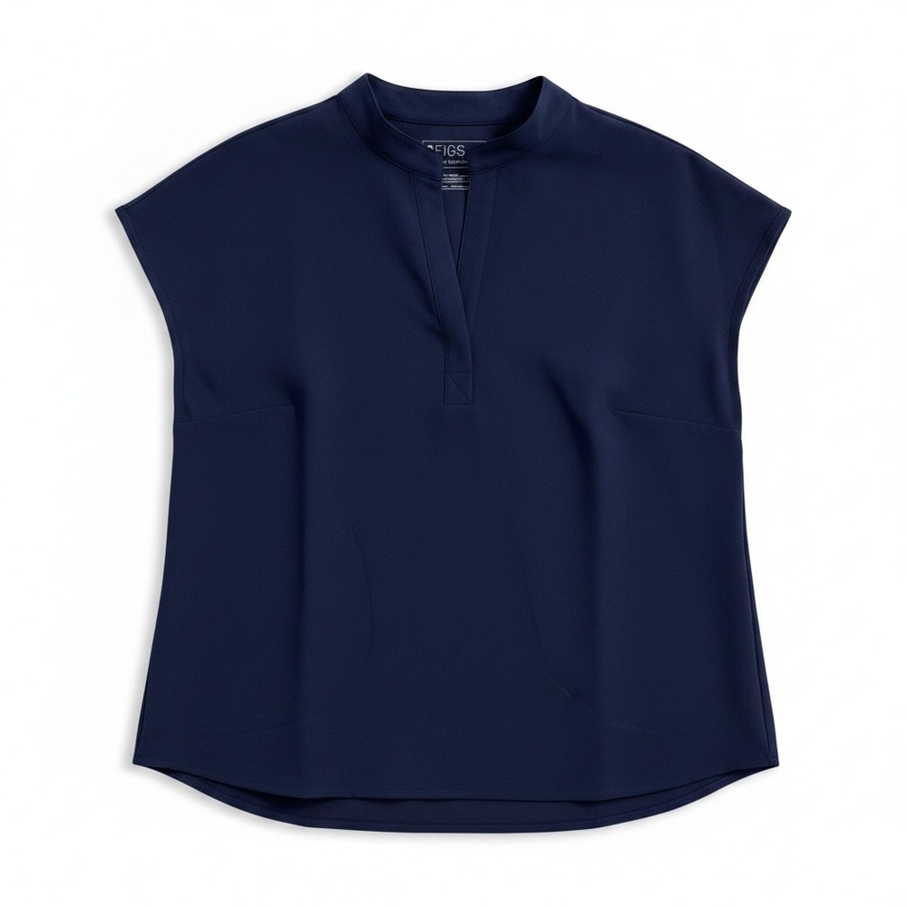FIGS Rafaela Scrub Top Women's L Navy Oversized Mandarin Collar Uniform Medical